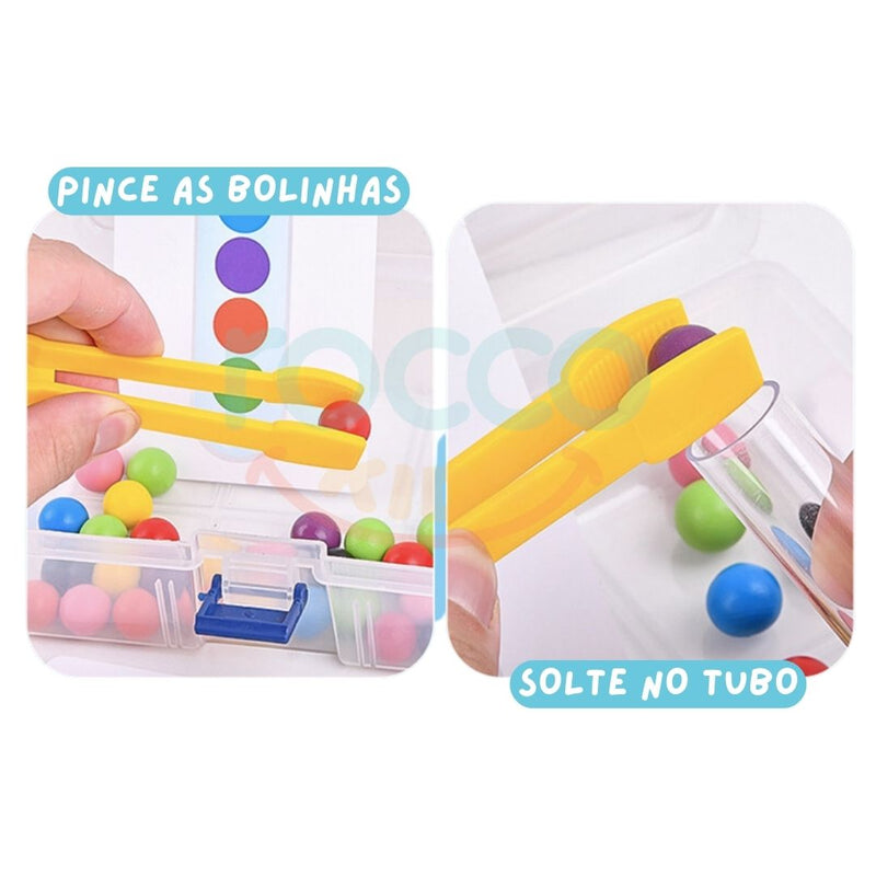 Tubo de bolinhas coloridas montessori