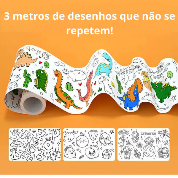 Bobina de desenho infantil com mais de 1.000 desenhos - (3 Metros) + 4 BRINDES